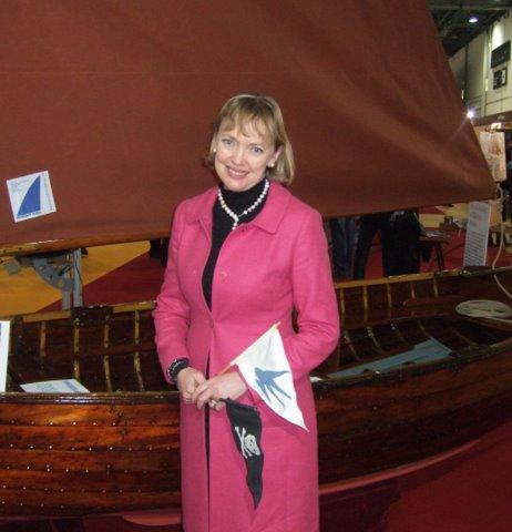 Sophie Neville is reunited with 'Swallow' at the London Boat Show 2011 photo copyright Magnus Smith taken at 