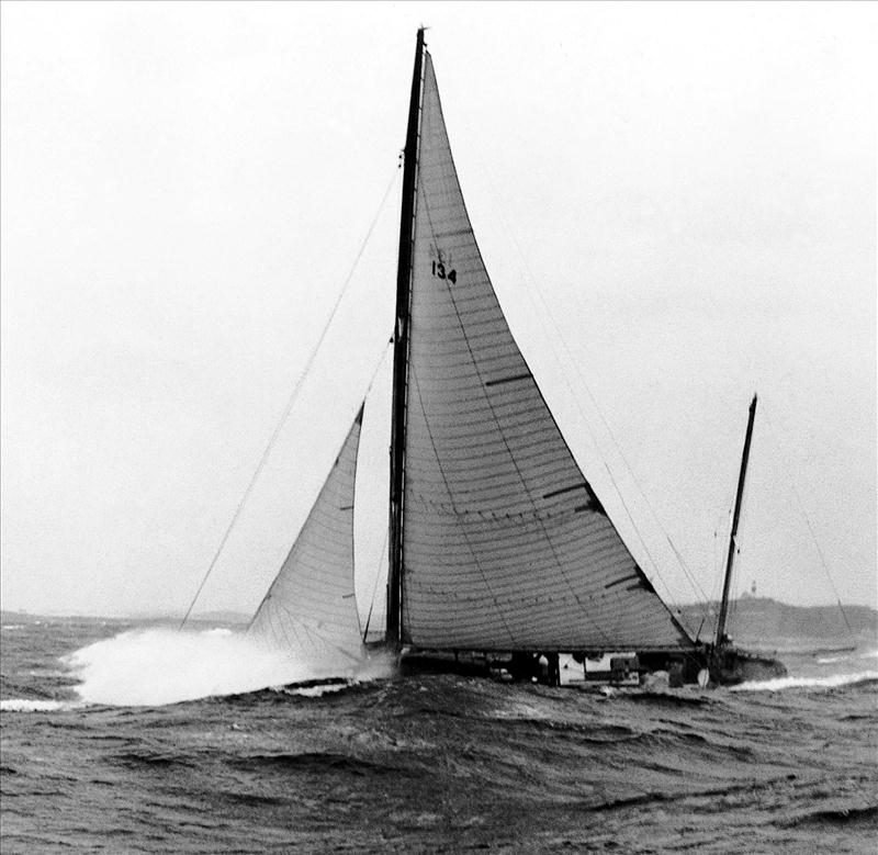 Bolero blasting toward the finish line in the 1956 Newport Bermuda Race photo copyright Bermuda News Bureau taken at 