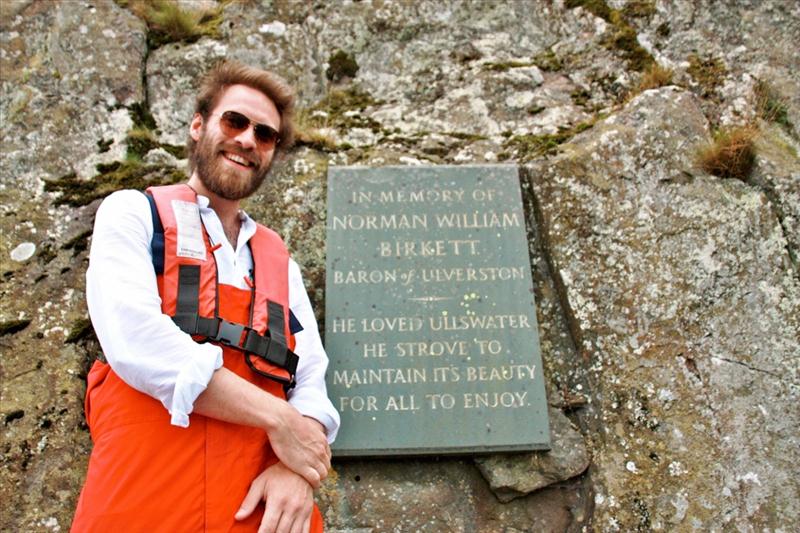 Tom Birkett at the Birkett plaque on Kailpot Crag photo copyright Pauline Thompson taken at Ullswater Yacht Club