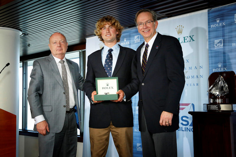 (l to r) Rolex Watch U.S.A. President and CEO Stewart Wicht with 2012 Rolex Yachtsman of the year Johnny Heineken and US Sailing President Tom Hubbell photo copyright Tom O'Neil / Rolex taken at St. Francis Yacht Club