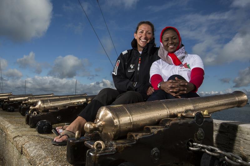 Dee Caffari (GBR) and Raiya Al Habsi (OMA) in Cowes ahead of the Rolex Fastnet Race - photo © Mark Lloyd / www.lloydimages.com