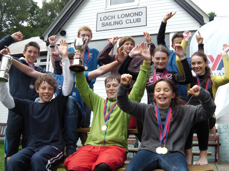 Clyde Cruising Club (Dinghy Section) with the Champions Club Trophy at the RYA Scotland Champions Club and Windward Mark Trophies photo copyright Matt Toynbee taken at Loch Lomond Sailing Club