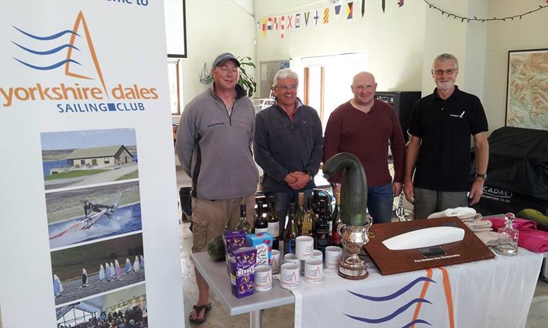 Prize giving time for the 2013 Finn, Contender and Catapult Open at Yorkshire Dales Sailing Club photo copyright Dave Baxter taken at Yorkshire Dales Sailing Club