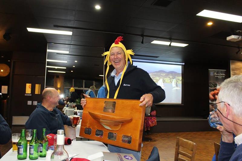 Cock of the Huon skipper John Cole-Cook wore a suitable head dress at the prizegiving at the Kermandie Hotel. - photo © Peter Campbell