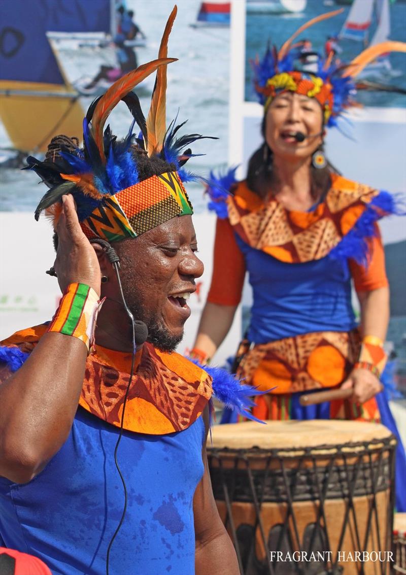 Drumming entertainers - 24 Hour Charity Dinghy Race photo copyright Fragrant Harbour taken at Hebe Haven Yacht Club