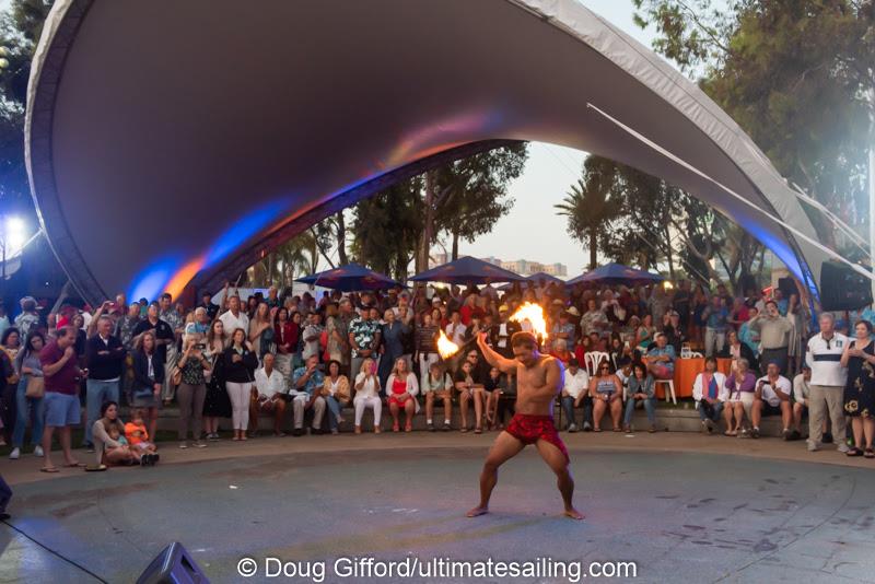 Fire dancing in the bandshell at Gladstone's - 2019 Transpac 50 - photo © Doug Gifford