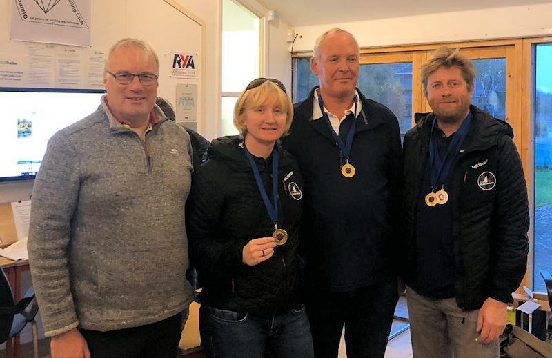 Gary Buttler, Lucy Hodges and Tim Greaves take third in the Blind Sailing Keelboat League National Championships photo copyright RYA taken at South Cerney Sailing Club