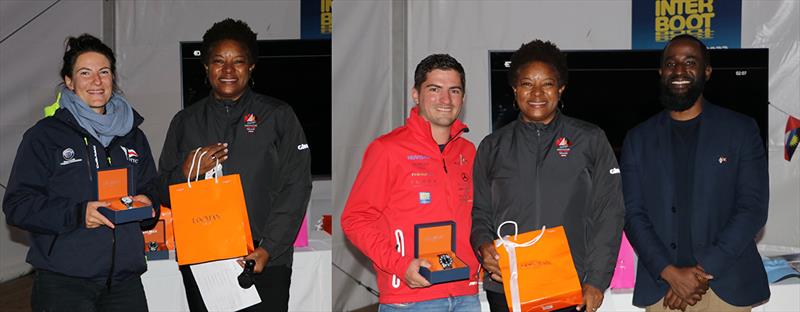 Anna Seidel (left) and Dennis Mehlig (right) receive their awards for outstanding male and female skippers courtesy Locman Italy photo copyright V Goebner taken at 