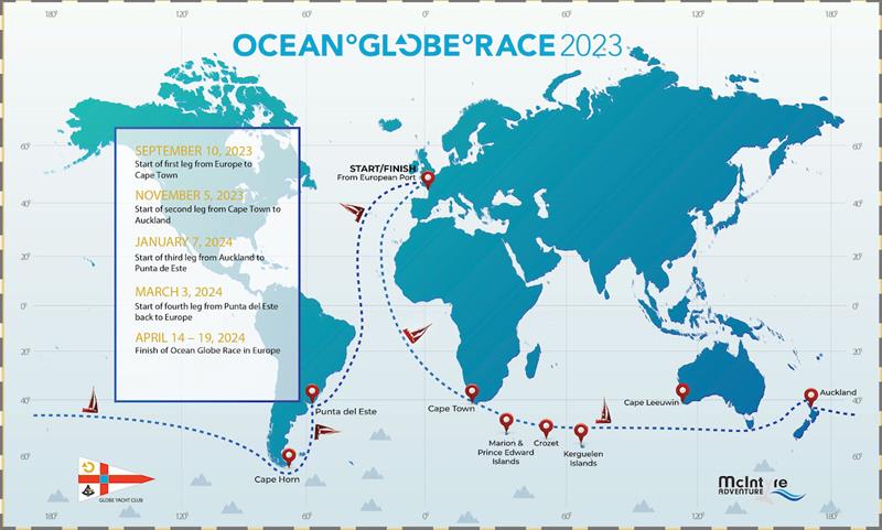 The 2023 Ocean Globe Race includes stop-overs in Cape Town, Auckland and Punta del Este photo copyright OGR2023 taken at 