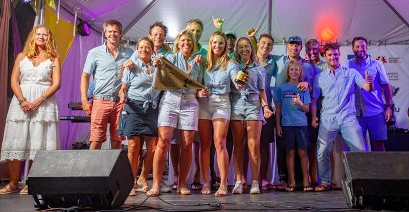 WaveWalker's crew celebrating their victory at today's prizegiving - Antigua Sailing Week photo copyright Travis Harris 268 Media taken at Antigua Yacht Club