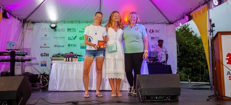 Katy Campbell receives the ASW Inspirational Woman Award and a Locman watch Marina & Resort Ltd. L to R: Katy Campbell, Camilla Holme - Locman Italy, Alison Sly-Adams - ASW  - Antigua Sailing Week photo copyright Paul Wyeth / pwpictures.com taken at Antigua Yacht Club