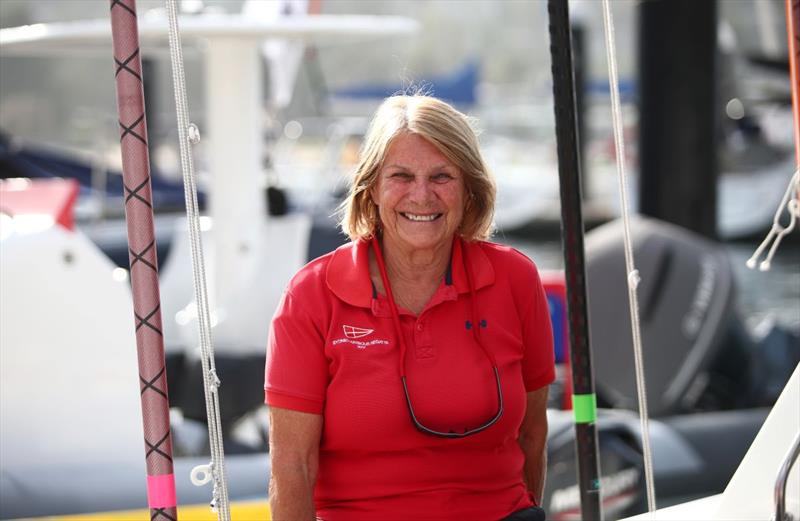 Julie Hodder on MHYC start boat - 2026 Nautilus Marine Insurance Sydney Harbour Regatta photo copyright Brett Costello taken at Middle Harbour Yacht Club