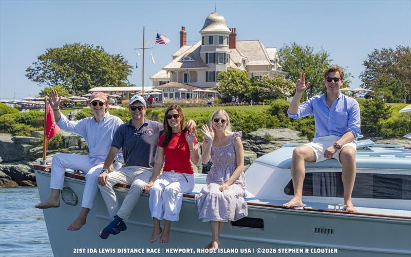 Presenting Sponsor Kiel James Patrick enjoys the start with colleagues - 2026 Ida Lewis Distance Race photo copyright Stephen R Cloutier taken at Ida Lewis Yacht Club