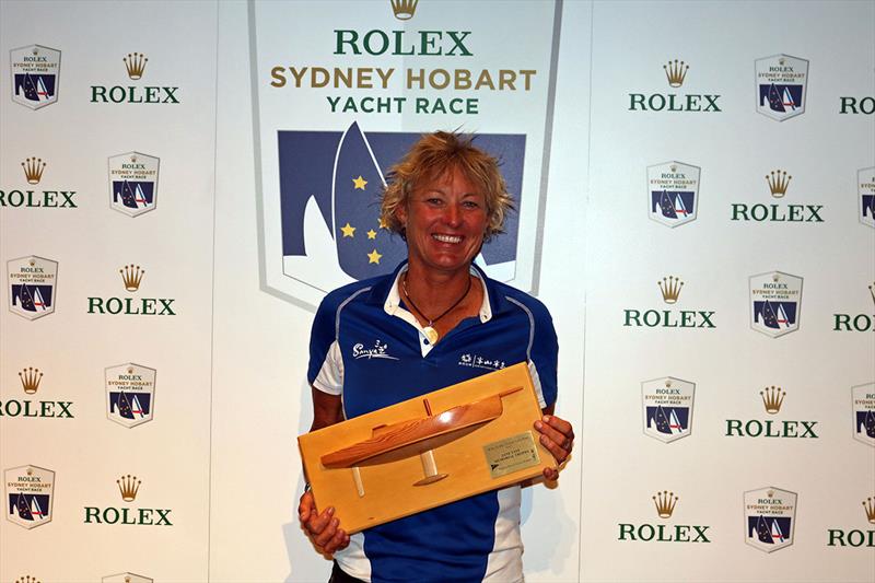 Wendy Tuck with the Jane Tate Memorial Trophy - photo © Clipper Race
