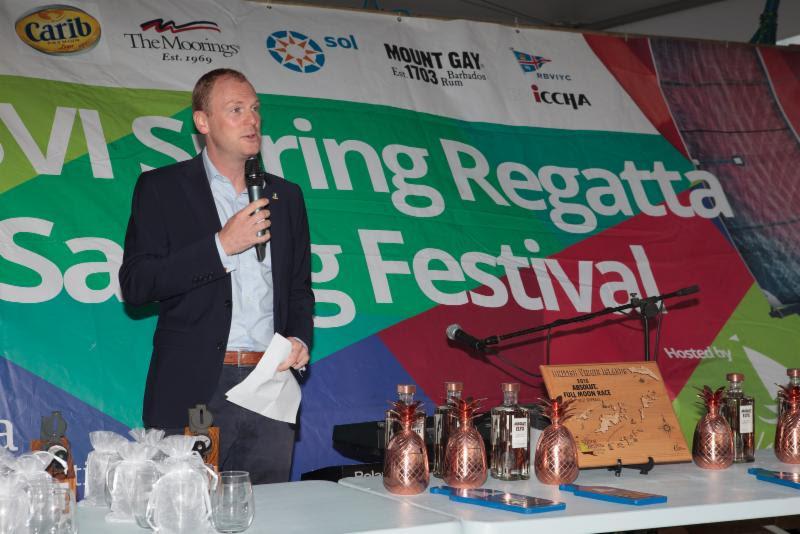 Governor Gus Jaspert thanked sailors from 14 countries for choosing to race at the 47th  BVI Spring Regatta & Sailing Festival and for helping with the recovery of the territory by doing so - photo © Alastair Abrehart