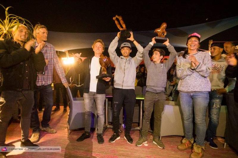 Trophies awarded to the top three pro men and youth at a celebration in Essaouria. - photo © John Carter / IWT