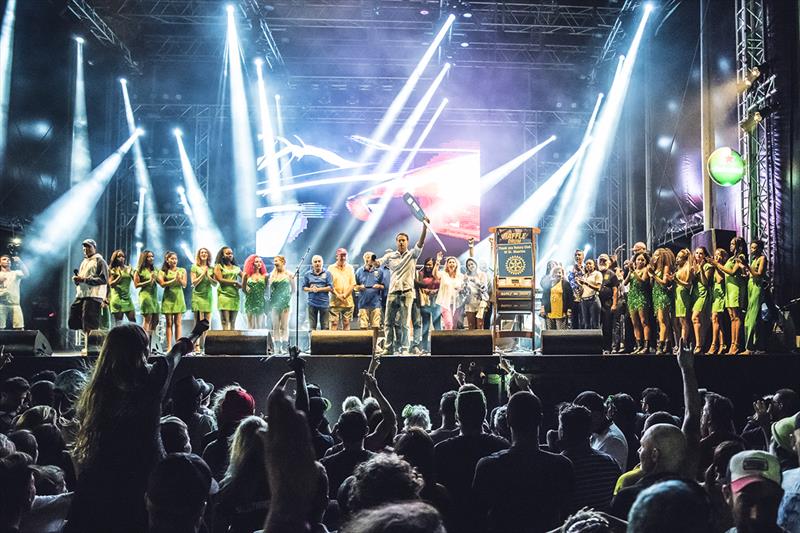 Staff members of Real Auto and Rotary members on stage during the Suzuki raffle drawing photo copyright Souleyman T. Photography taken at Sint Maarten Yacht Club