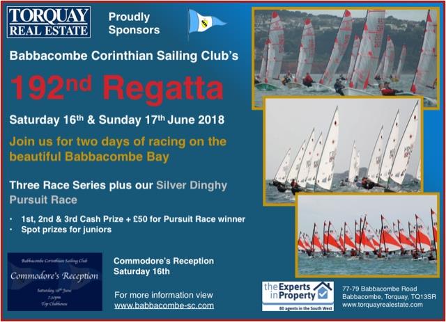 192nd Babbacombe Regatta poster photo copyright BCSC taken at Babbacombe Corinthian Sailing Club