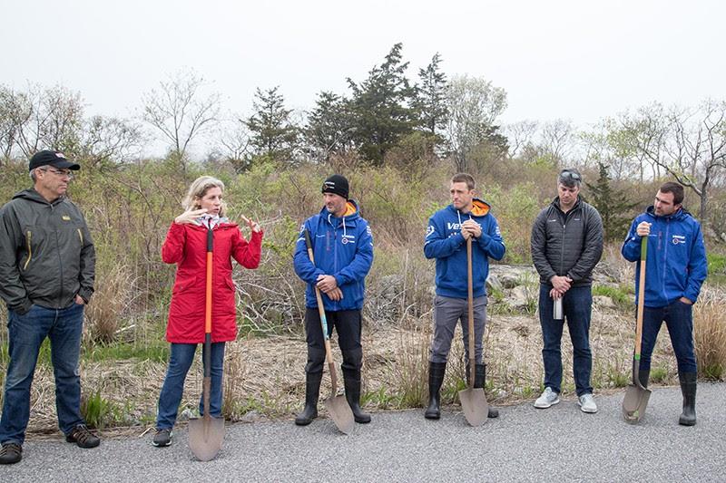 Sailors and shore crew learn about how salt marshes sequester carbon emissions photo copyright Jessica Seevers / 11th Hour Racing taken at 