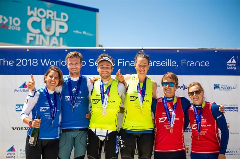 Winners at the podium photo copyright Tomas Moya / Sailing Energy / World Sailing taken at 