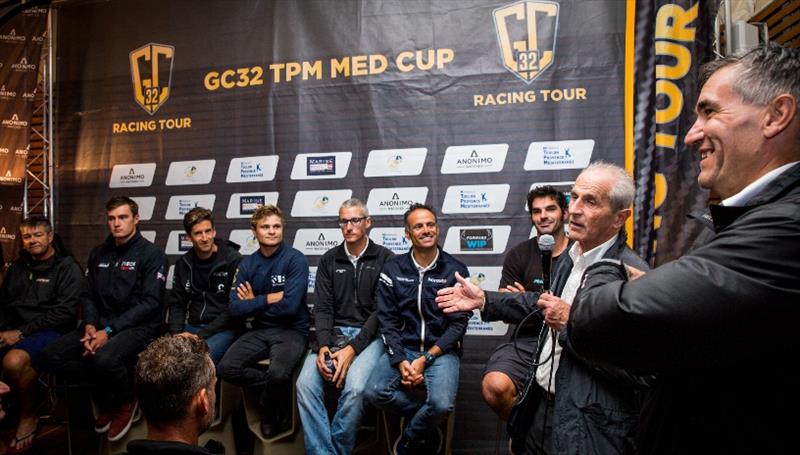 Sirius Events' Manfred Ramspacher and Hubert Falco, President of Toulon Provence Méditerranée and Mayor of Toulon welcome the teams - photo © Sailing Energy / GC32 Racing Tour