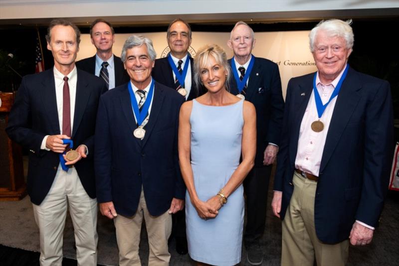 Left to right, top to bottom: Keith Michel, John Coumantaros, Ding Schoonmaker Scott Biddle, Vince Brun, Sophie Biddle and Bill Koch photo copyright Downtown Photo taken at Lauderdale Yacht Club