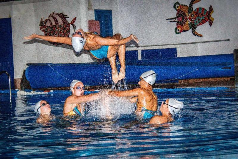 The Pingüinos synchronized swimming team display was a surprise for crews at the RORC Transatlantic Race welcome reception - photo © RORC / Pilar Hernandez / Calero Marinas