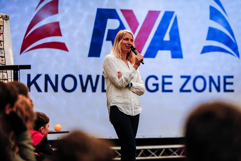 Saskia Clark speaking in the Knowledge Zone at the RYA Dinghy Show 2018 photo copyright Royal Yachting Association taken at Royal Yachting Association