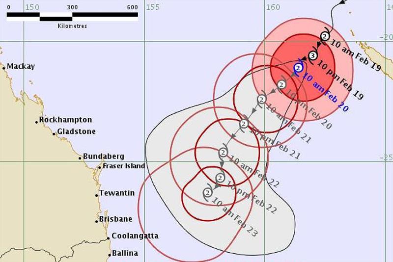 Anticipated trajectory of Tropical Cyclone Oma photo copyright Bureau of Meteorology taken at 