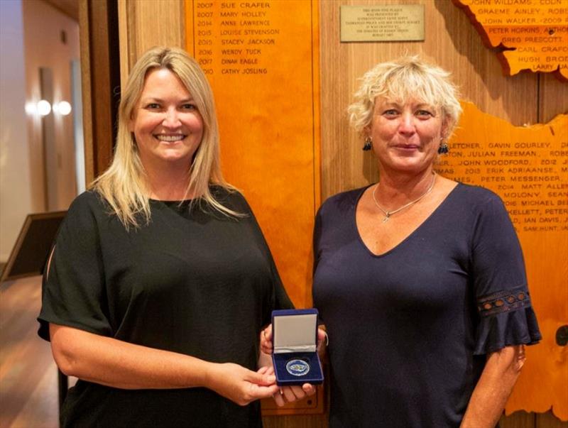 Wendy Tuck (right) receiving CYCA Honorary Membership from Rear Commodore Janey Treleaven earlier in the year photo copyright Cruising Yacht Club of Australia taken at Cruising Yacht Club of Australia