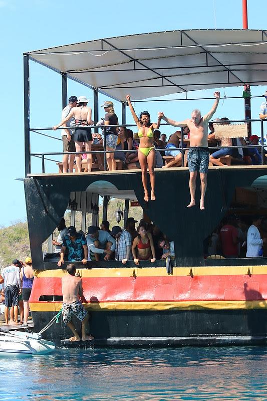 Making the most of their time away from the sailing, crews enjoy fun times at Willy T's  - BVI Spring Regatta 2019 photo copyright Ingrid Abery / www.ingridabery.com taken at Royal BVI Yacht Club