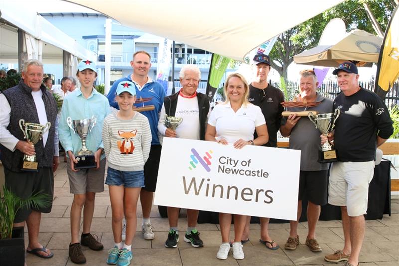 Sailfest winners with Lord Mayor Nuatali Nelmes - 2019 SailFest Newcastle, Day 3 photo copyright Mark Rothfield taken at Newcastle Cruising Yacht Club