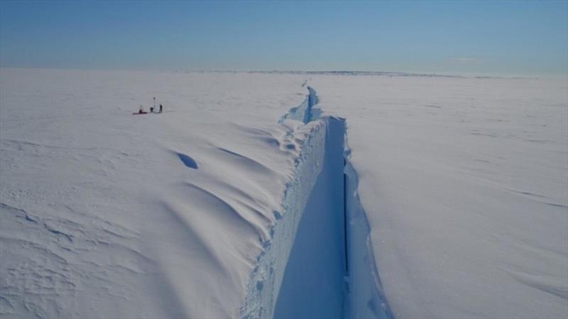 The Halloween Crack, discovered in October 2016, is threatening the Brunt Ice Shelf photo copyright Jan de Rydt, Northumbria University; British Antarctic Survey taken at 