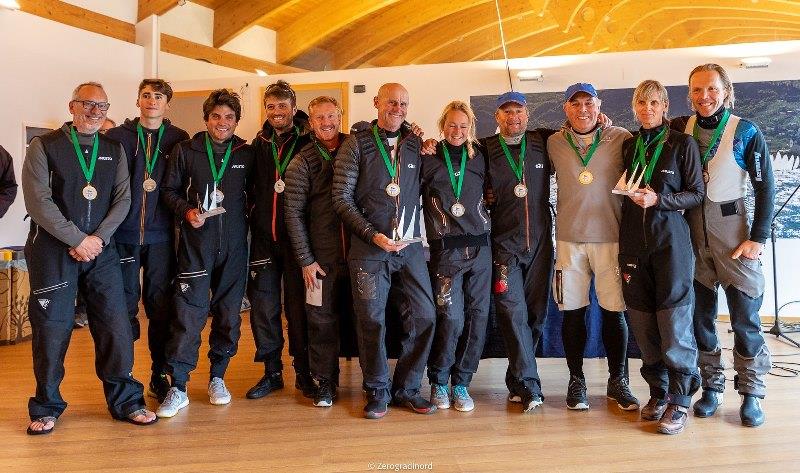 The podium of the Corinthian division - Miles Quinton's Gill Race Team GBR694 with Geoff Carveth at the helm, Marco Zammarchi's Taki 4 ITA778 with Niccolo Bertola helming and Lenny EST790 by Tõnu Tõniste - 2019 Melges 24 European Sailing Series - photo © IM24CA / Zerogradinord