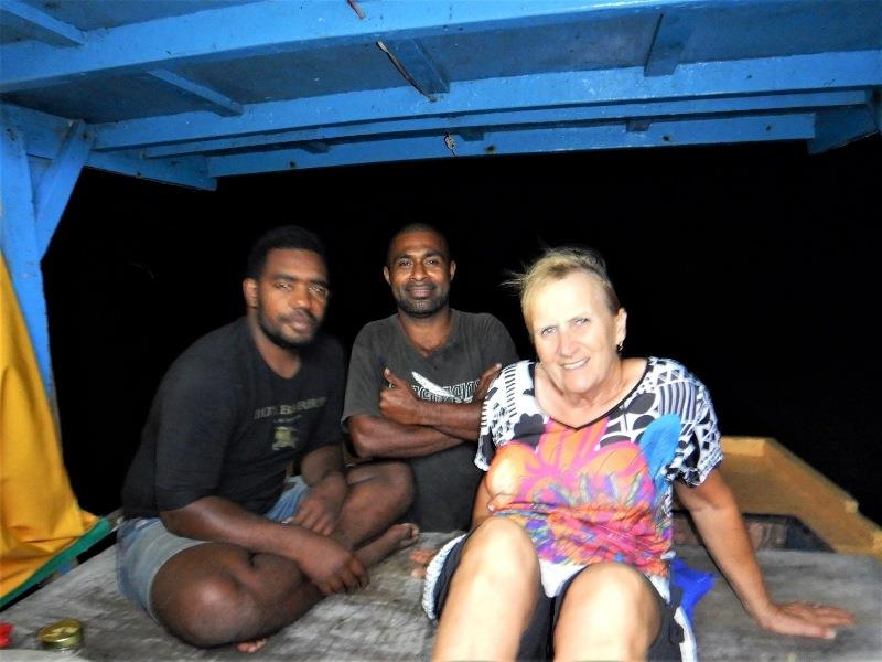 Clare with two of the fishermen - photo © Andrew and Clare Payne / Freedom and Adventure