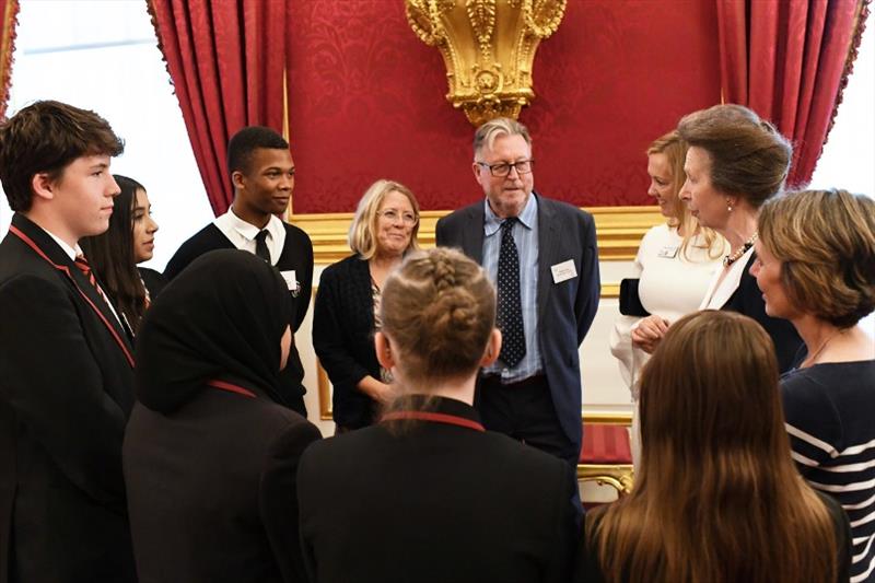 UKSA Patron, HRH The Princess Royal listens to the experiences of young people from George Green School who have benefitted from time at UKSA photo copyright UKSA taken at 