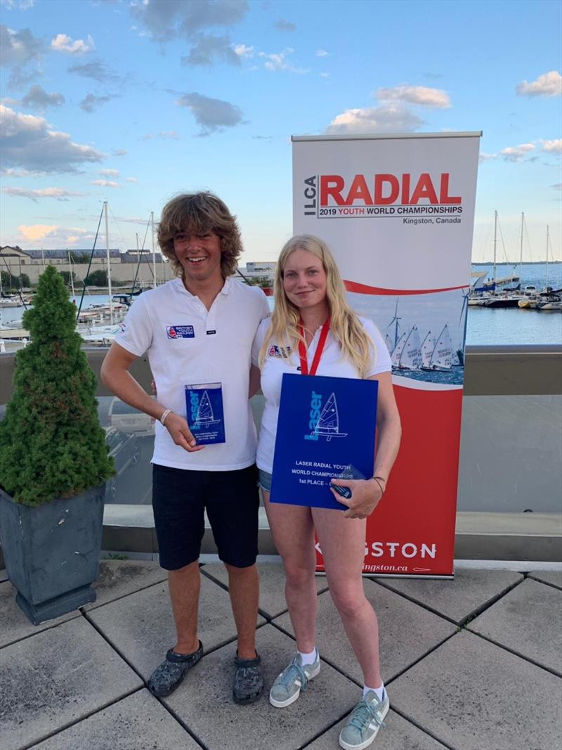 Matilda Nicholls with Finley Dickinson - Laser Radial Youth Worlds 2019 photo copyright British Sailing Team taken at Kingston Yacht Club