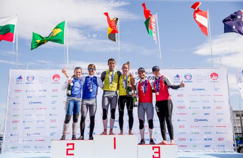 Ben Saxton and Nikki Boniface, Quentin Delapierre and Manon Audinet, Ruggero Tita and Caterina Banti - Hempel World Cup Series Enoshima, Day 5 - photo © Pedro Martinez / Sailing Energy / World Sailing