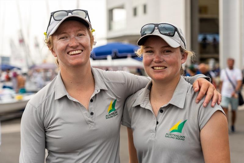 Nia Jerwood and Monique de Vries - Hempel World Cup Series Enoshima, Day 5 photo copyright Beau Outteridge / Australian Sailing Team taken at 