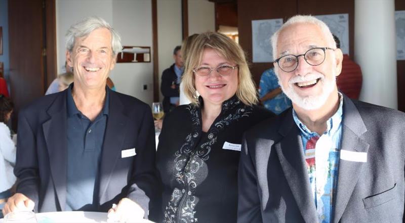 Left to right: John Arndt of Latitude 38, Karen Lile of SailSports Radio and Tom Trujillo of TPYC photo copyright Tribal Photo taken at Transpacific Yacht Club