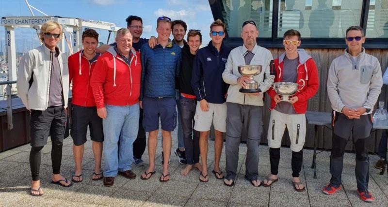 Prize Giving presentation by RORC Vice Commodore Nick Martin. Phosphorus II (L-R) : Oliver Hill, David Paul, Andrew James, Tom Barker, Matt Bird, Alex Curtis, Campbell Manzoni, Josh Dawson, Mark Emerson, Ian Emerson - 2019 RORC Cherbourg Race photo copyright Merlene Emerson taken at Royal Ocean Racing Club