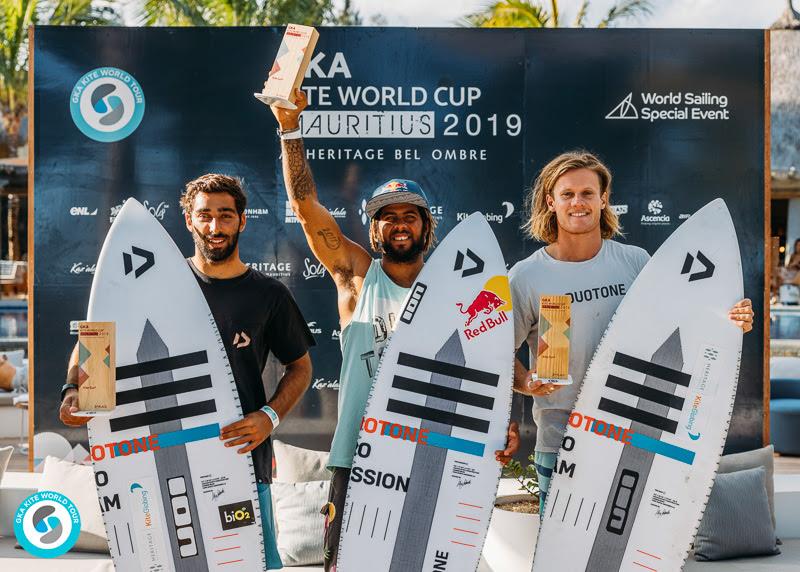 Men's Kite-Surf, left to right: 3rd Sebastian Ribeiro (BRA) / 1st Airton Cozzolino (CV) / 2nd James Carew (AUS) - photo © Ydwer van der Heide