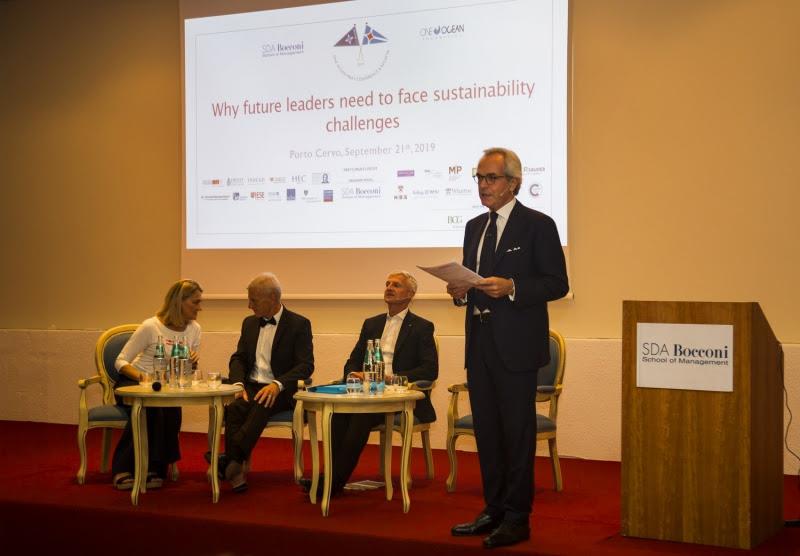 At the Conference from the left: Maria Cristina Finucci, Paul Rose, Andrea Illy and the moderator Prof. Maurizio Dallocchio, One Ocean MBA's Conference & Regatta 2019. - photo © YCCS / SDA Bocconi