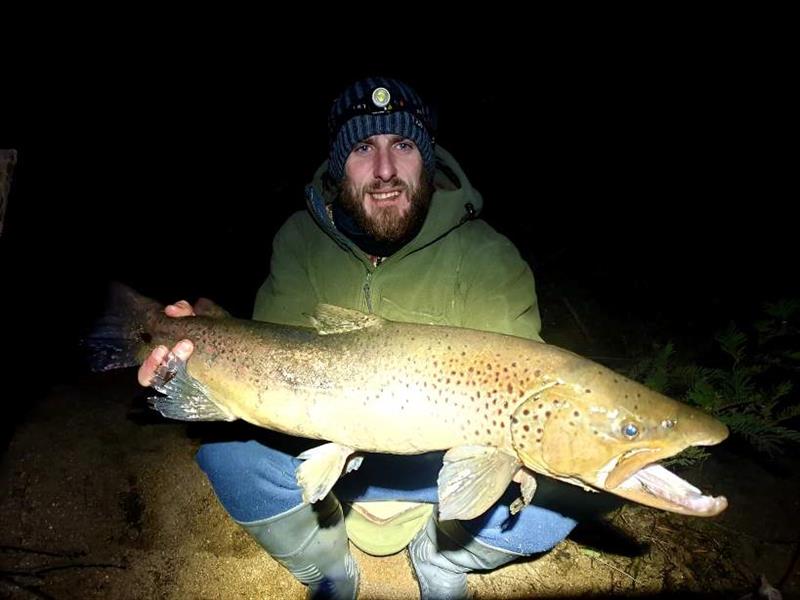 Jason again with a Fishcake caught brown trout. - photo © Carl Hyland
