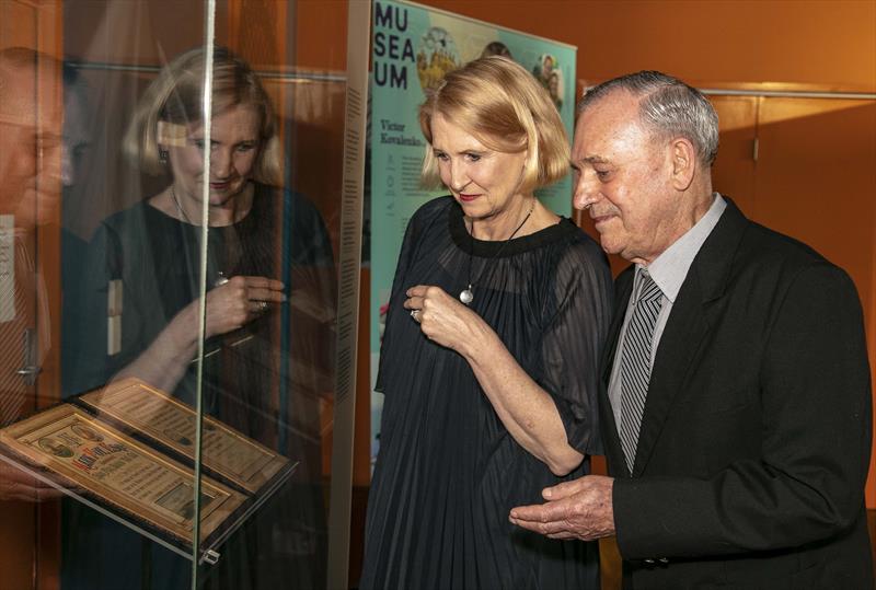 Senior Curator at The Australian National Martime Museum, Daina Fletcher, with Mark Foy (Grandson) photo copyright ANMM taken at 