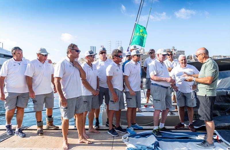 Rambler Crew: George David, Brad Butterworth, Andrea Visintini, Rodney Ardern, Will McCarthy, Dean Phipps, Stuart Wilson, Mark Newbrook, Jan Dekker, Brian Giorgio, Scott Beavis, Simon Daubney, Peter van Niekerk, Joca, Curtis, Antonio, Jerry and Anthony photo copyright Kurt Arrigo / Rolex taken at Royal Malta Yacht Club