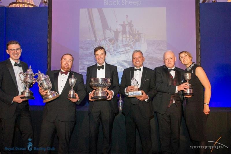 Trevor Middleton and team on Sun Fast 3600 Black Sheep collect the overall winners trophy, along with a hoard of silverware at the RORC Season's Points Championship photo copyright Sportography.tv taken at Royal Ocean Racing Club