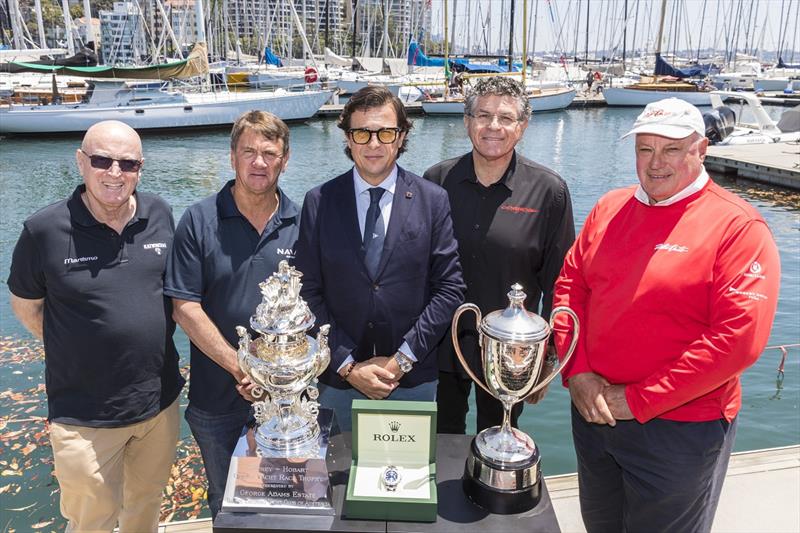 The 2019 Rolex Sydney Hobart media launch set the scene for the historic 75th race with Bill Barry-Cotter (Katwinchar), Sean Langman (Naval Group), Patrick Boutellier (General Manager Rolex Australia), Jim Cooney (Comanche) and Iain Murray (Wild Oats XI). - photo © Andrea Francolini
