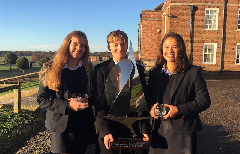 Royal Hospital School sailors with the Schools Match Racing Championship 2019 trophy photo copyright Sara Stewart taken at Royal Hospital School