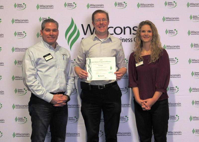 From Left: Marco Gauthier, facility engineer; Jeff Wasil, environmental compliance and regulatory development engineering manager; Ann Forner, environmental specialist photo copyright Rus Graham taken at 